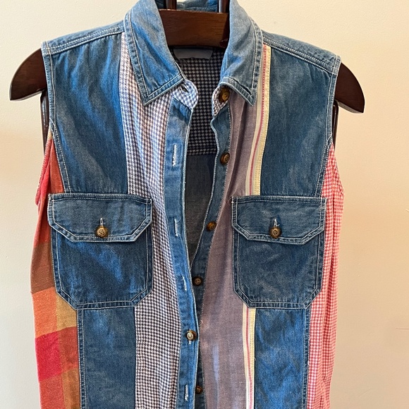 Denim Patchwork Vest - Picture 1 of 14